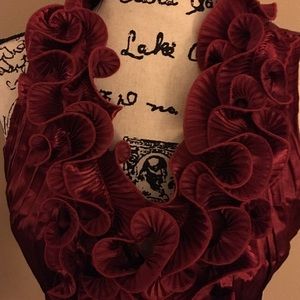 Red ruffle front lace and neck line blouse👚👀